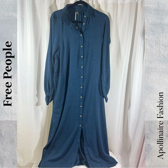Free People Blue Maxi Dress Medium NWT - Picture 1 of 4